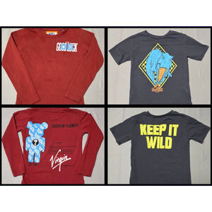 Lot of 2 T-shirts for Boys Jurassic World T-Rex -K83 Cashew Flower Long Sleeve